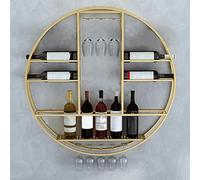 Estante para vino montado en la pared, estante colgante para copas de vino, soporte para botellas de metal, estante de exhibición redondo y moderno para almacenamiento de vino, estantes flotantes,
