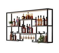Estante para vino montado en la pared Estantes modernos para almacenamiento de vino Estante para vino colgante Estante para botellas de vino con estante para copas Barra moderna de gran capacidad