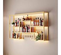 Estante para vinos montado en la Cocina en casa con Luces LED, estantería Industrial para Barra de Pared en la Pared, Perchero para vinos montado en la Pared de Hierro y estantería metálica