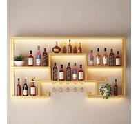 Estante para vinos montado en la pared Estantes modernos para almacenamiento de vino Estante para vinos colgante Estante para botellas de vino con estante para copas Barra moderna de gran capacidad