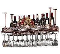Estante para vinos, Techo, Estante, Bar, Restaurante, colgado, portacopas de Vino, estantería de Hierro para Copas de Vino, Copas de champán, portabotellas para la Familia, Negro, 100x35 cm