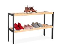 Relaxdays Zapatero de bambú marrón claro,negro