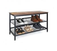 Estante para Zapatos Relaxdays Industrial, 2 estantes de Hierro, HBT: 45 x 80 x 30 cm, Zapatero, Madera, Negro/marrón