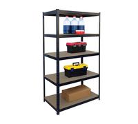 Estante Pesado Relaxdays, HxAnxFo 180x100x60 cm, Capacidad 1250 kg, 5 Niveles MDF, Estante para sótano, Negro