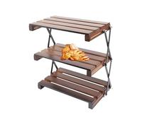 Estante plegable - Armario de camping plegable con 3 niveles, estante de almacenamiento para camping - almacenamiento al aire libre hecho de acero inoxidable y madera, robusto y portátil para acampar,