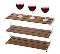 Estante plegable - Armario de camping plegable con 3 niveles, estante de almacenamiento para camping - almacenamiento al aire libre hecho de acero inoxidable y madera, robusto y portátil para acampar,