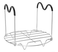 Estante plegable de acero inoxidable con asas de silicona diseñado para adaptarse a cocinas de 6 cuartos y 8 cuartos (A)