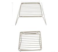 Estante plegable de acero inoxidable diseñado para cocinar al aire libre portátil con base estable y dos posiciones de ajuste de altura (S)