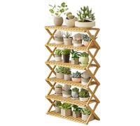 Estante Plegable De Bambú De 6 Niveles para Plantas, Ideal para Exhibir Macetas De Interior Y Exterior, para Patio, Jardín, Esquina, Balcón, Sala De Estar, Verde, 100 Cm/(Natural-70Cm/27.6)