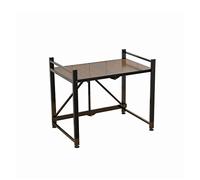 Estante plegable doble, organizador de horno y especias, estante multifuncional de madera para microondas para encimera de cocina