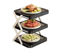 Estante plegable para bandeja de preparación - Multicapa de 3 niveles para ahorrar espacio, estante organizador de cocina para interior y exterior, antideslizante, plegable, resistente para utens