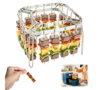 Estante plegable para freidora de aire caliente, estante vertical para freidoras de aire caliente, requiere 28 brochetas, accesorios para freidora de aire caliente de acero inoxidable 304, adecuado