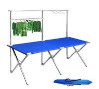 Estante plegable portátil con ganchos y bolsa, soporte de exhibición versátil para vendedores, mercados de pulgas y eventos, altura ajustable 39/47/59/78.7 pulgadas, quiosco de metal para comestibles