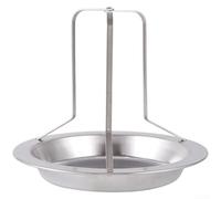 Estante plegable portátil de acero inoxidable para asador de pollo para barbacoa, herramienta de campamento con bandeja de goteo extraíble y base estable de cuatro puntos (grande)