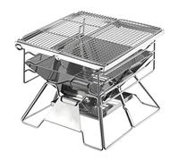 Estante portátil para barbacoa, parrilla plegable de acero inoxidable, quemador de carbón al aire libre con bolsa de transporte para camping y barbacoa