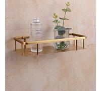 Estante rectangular de latón envejecido para baño, organizador de ducha, soporte para champú montado en la pared