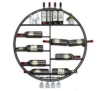 Estante redondo de pared para botellas de vino con soporte de cristal, organizador de botellas de vino de metal, estante flotante decorativo de pared, 80 x 11 x 80 cm.