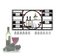 Estante rústico de Metal para Vino, montado en la Pared, con Almacenamiento para Copas de Vino, minibar, Mueble para licores, Estante para exhibición de Botellas, para Whisky, coci
