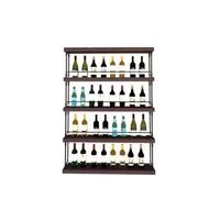 Estante rústico de pared para licores con iluminación LED de 4 niveles - Botellero de metal para bar en casa - Estantes de madera para botellas - Estante de pared de hierro multifuncional pa