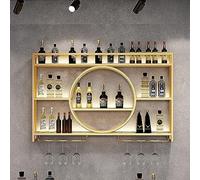 Estante rústico de pared para vino con soporte de piso de metal para bar estante de almacenamiento de vino, soporte de exhibición de vino vintage, ideal para decoración del hogar y la cocina