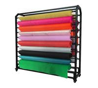 Estante Sto de acero con barra ajustable para colgar y ruedas. Rollo de tela Lar para rollos de vinilo y cuero, diseño de grado comercial