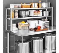 Estante superior ajustable de acero inoxidable para cocina y restaurante, capacidad de 550 libras, solución de almacenamiento de varios niveles, mesa de preparación