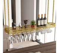Estante suspendido para copas de vino colgante de alta capacidad, estante de almacenamiento de metal montado en el techo con altura ajustable, capaz de sostener copas y tazas de vari Gold 80cm/31.5in