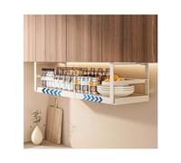 Estante telescópico ajustable de acero inoxidable blanco y negro de 108 pulgadas, solución perfecta para ahorrar espacio para muebles de cocina y cubos de basura planos, almacenamiento resistente