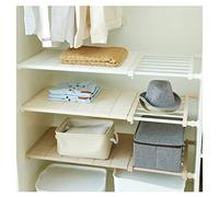 Estante telescópico ajustable para armario, divisor de almacenamiento para armario, color blanco, extensible de 73 a 130 cm, ancho de 30 cm