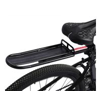 Estante trasero de aleación de aluminio para bicicleta de montaña, estante de carga suspendido plano para ciclismo, turismo, soporte de equipaje ligero resistente con accesorios de montaje, negro