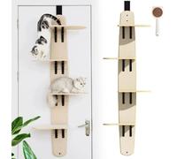 Estante trepador para gatos sobre la puerta, torre colgante para gatos de 4 niveles con tabla de rascar y peine, solución de juego y sueño que ahorra espacio para gatos