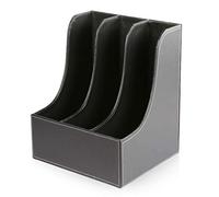 Estante vertical para documentos de escritorio, archivador de tres columnas, organizador de suministros de oficina de cuero para un almacenamiento eficiente del espacio de trabajo y nización de