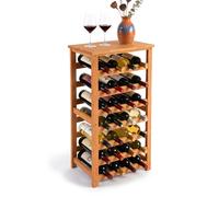 Estante y soporte para botellas de vino, expositor mueble bar nogal