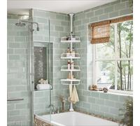 Estanteía de Ducha Esquinera, Estantería de Ducha de 4 Niveles, Estante Ajustable de 85 a 305 cm, Organizador de Baño