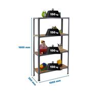 Estanteria 1600x1000x300 SIMONHOME CLICK WOOD PLUS 4/300 GRIS/OSB marca SIMONRACK