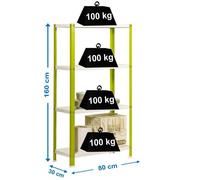 Simonrack Estantería metálica SimonHome Classic 4 baldas carga 100 kg 1600x800x300 mm Verde/Blanco