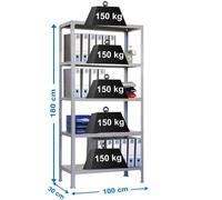Simonrack Librería Estantería Simon Rack 1800x1000x300 mm 5 alturas metálica gris