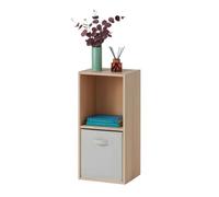 Estantería 2 cubos baja auxiliar abril, librería modular 1 cajón tela salón 30x60x28 cm