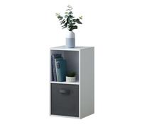 Estantería 2 cubos baja auxiliar abril, librería modular 1 cajón tela salón 30x60x28 cm