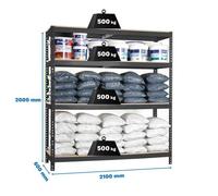 Simonrack Estantería metálica sin tornillos 4 baldas madera 500 kg 2000x2100x600 Antracita/Madera