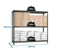 SimonRack Estantería Metálica Almacenaje, Sin Tornillos, 3 Baldas Madera, Alta Capacidad Carga 400 kg, 2000x2400x600 mm, Estantería Taller Garaje Trastero, Antracita/Madera