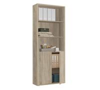 Estantería, aglomerado de partículas y melamina de alta densidad, roble cambrian, 196.5 x 75.5 x 33 cm