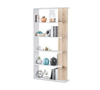 Habitdesign Estantería 5 baldas, Librería Comedor, Salon, Modelo Alida, Acabado en Color Blanco Artik y Roble Canadian, Medidas: 180 cm (Alto) x 90 cm (Ancho) x 25 cm (Fondo)