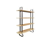 Estantería alta de 4 baldas en madera de roble y estructura en negro 180 cm padma negro - roble 150 x 180 x 35 cm