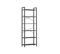 Estantería Alta de 6 Niveles 30 x 66 x 186 cm Negro Ébano y Negro Tinta
