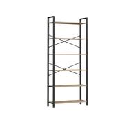 Estantería Alta de 6 Niveles 30 x 80 x 186 cm Marrón Camello y Negro Tinta