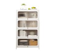 Estantería alta, estantería con puertas cuadradas, estantería moderna for exhibir libros, gabinete de almacenamiento for el hogar, la oficina, la sala de estar, color blanco(H138*L50*W35cm(square door