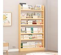Estantería alta y estrecha - Estantería de pared de 6 niveles que ahorra espacio para dormitorio, sala de estar, oficina - Nizer detrás de la puerta para juguetes y libros de niños - Acabado natural