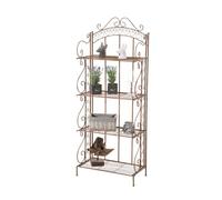 Estantería Antje con Estructura De Hierro I Estantería De Pie Plegable con 4 Baldas I Estante De Almacenamiento Estilo Rustico I Color:, Color:Antiguo marrón