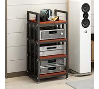 Estantería AV de 3, 4 y 5 Niveles, estantería para Reproductor de CD, estantería y Mueble para Altavoces, estantería Multifuncional para Audio y vídeo, estantería Tipo Torre (Negra) con Esta